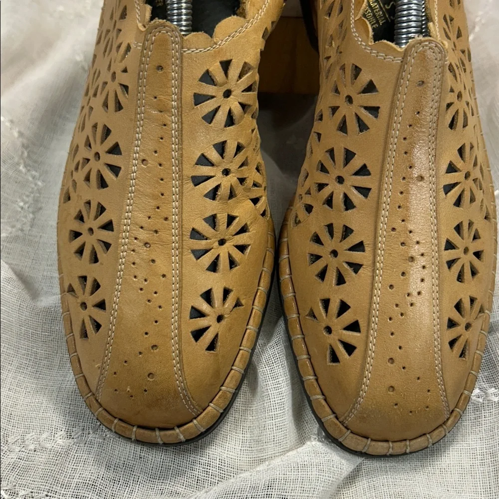 Rieker laser cut leather sling back shoes